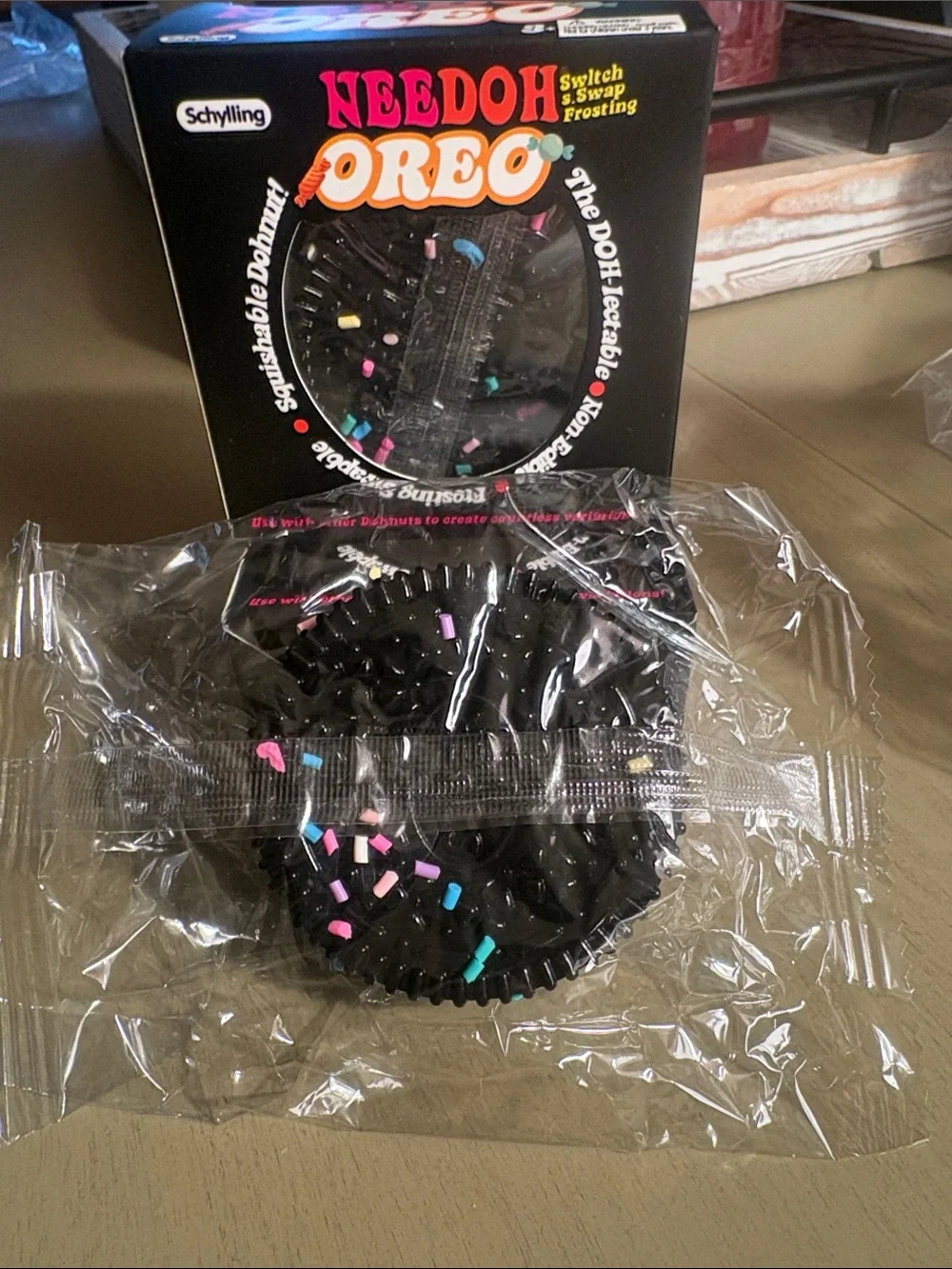 Needoh Oreo Black Play Dough Cookie with Pink & Blue Sprinkles
